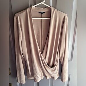 Alfani Women's Beige Faux Wrap Blouse